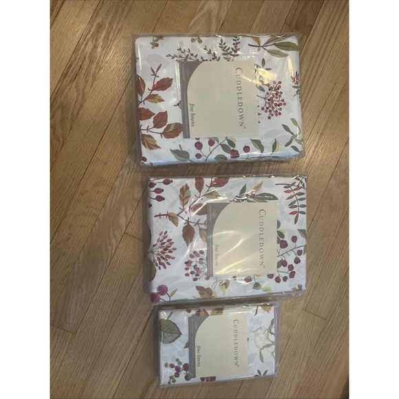 Cuddledown Other - Cuddledown LENORA King Sheet Set 100% Cotton Leaves Berries, Fall Cottagecore